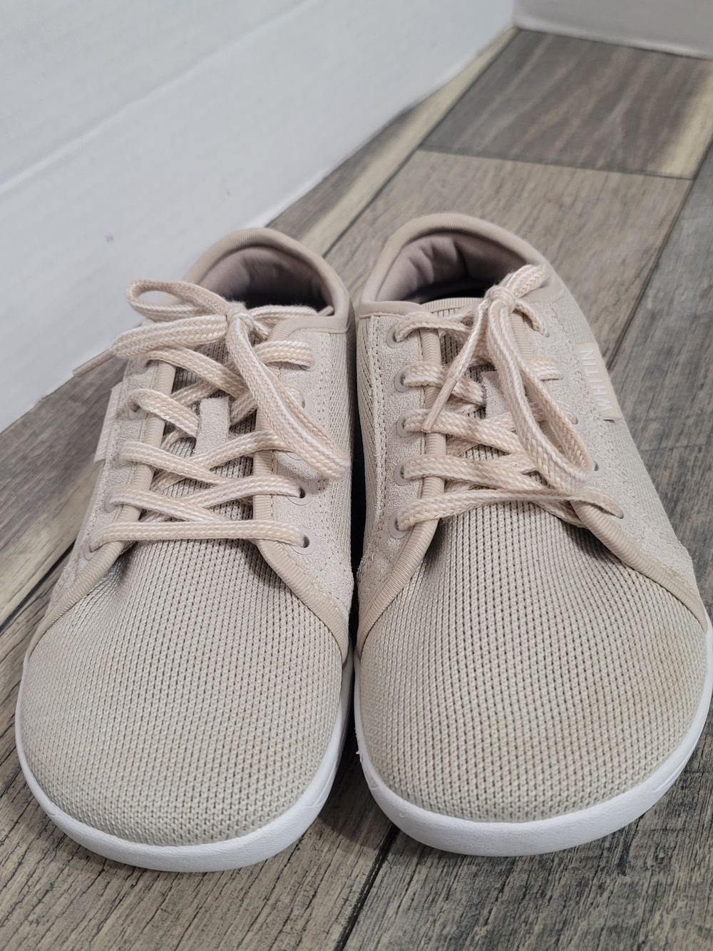 WHITIN Women's Minimalist Barefoot Sneakers Light Beige Knit Grounding Shoe Sz36